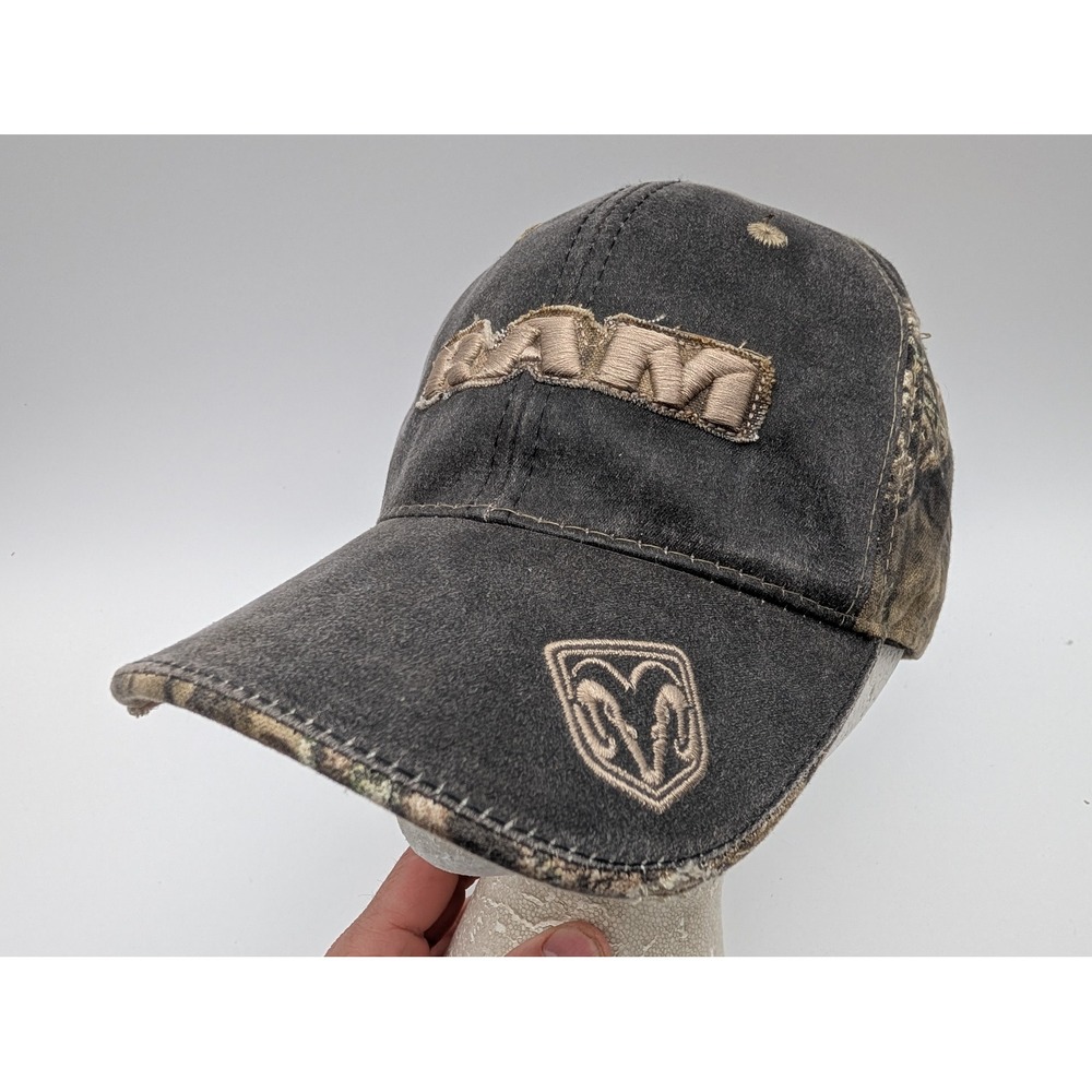 Dodge RAM Outdoor Cap Camo Distressed Black Adjustable Trucker Hat OSFM